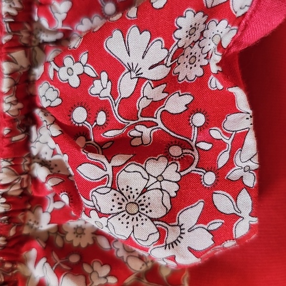 Cyrillus Paris Girls Dress With Liberty Fabric Collar Red/White Size 10 - Picture 6 of 8